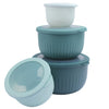 COOK WITH COLOR 4pc Plastic Mixing Bowl Set with Lids (Teal Ombre, 210 ml, 550 ml, 1150 ml, 3500 ml) - Sturdy, Nesting, BPA Free, Dishwasher Safe, Food Safe, Bowls for Cooking and Baking