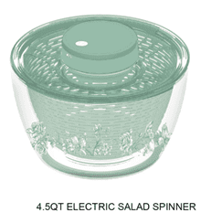 The Pioneer Woman 4.5-Quart Electric Salad Spinner, Greyed Jade