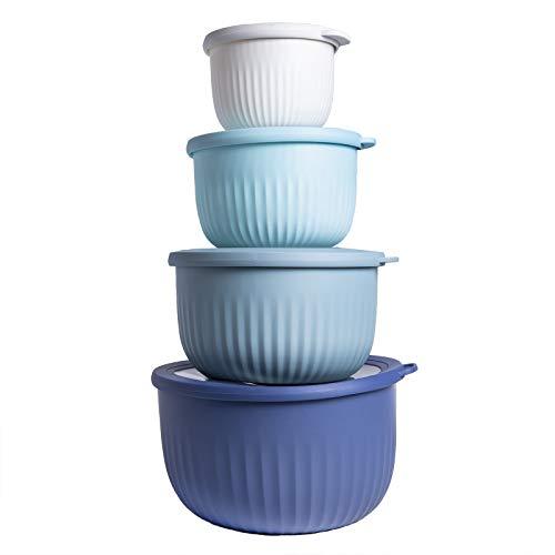 Cook with Color Mixing Bowls - 8 Piece Large Nesting Plastic Mixing Bowl Set with Lids
