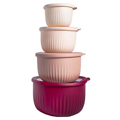 Cook with Color Mixing Bowls - 8 Piece Large Nesting Plastic Mixing Bowl Set with Lids
