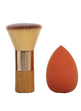 Beauty Concepts Makeup Brush Collection- 2 Piece Applicator Set with Kabuki Brush and Make Up Sponge