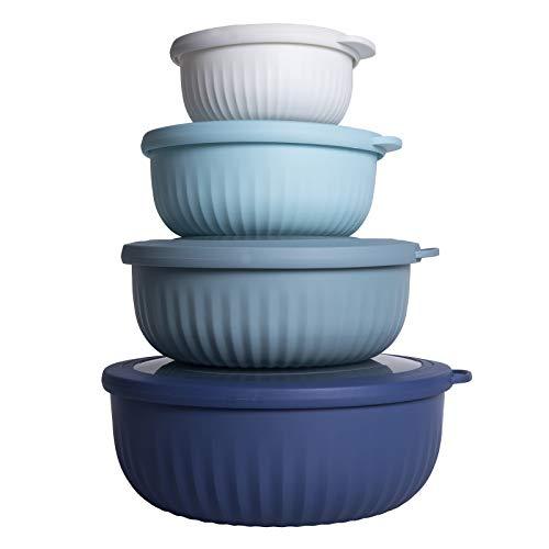 Cook with Color Mixing Bowls - 8 Piece Nesting Plastic Mixing Bowl Set with Lids