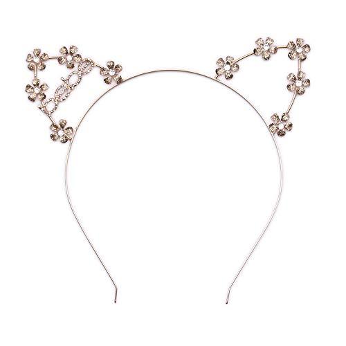 bebe Logo Crystal Cat Ears Headband - Gold
