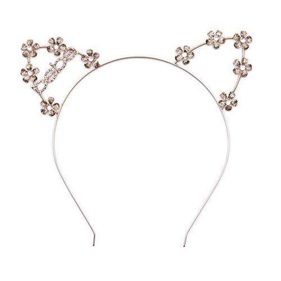 bebe Logo Crystal Cat Ears Headband - Gold