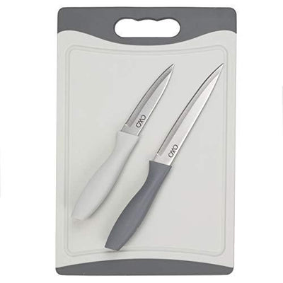 Cook with Color 3 Piece Kitchen Knives and Board Set - Includes 2 Knives and 1 Cutting Board - (Blue Ombre)