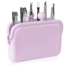 Beauty Concepts Manicure Set, 6 Piece Travel Manicure Set in Rubber Clutch, Manicure and Pedicure Tool Set with 2 Nail Clippers, Nail Scissors, Nail Filer, Tweezer and Cuticle Pusher (Baby Pink)