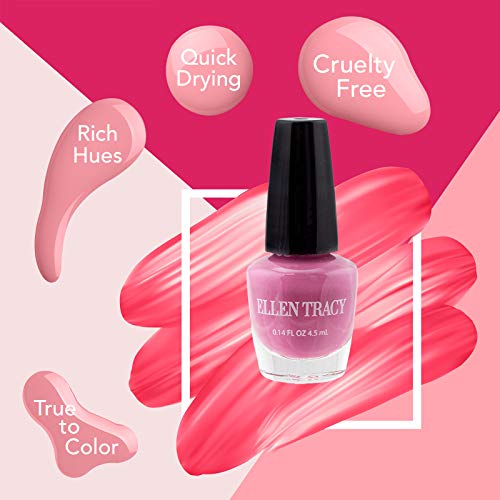 Ellen Tracy Nail Polish Set - Fingernail Polish for Women and Girls, 14 MINI Nail Polish Colors, Glossy and Glitter Quick to Dry Nail Polish
