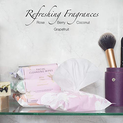 Nicole Miller 4 Pack Facial Wipes (30 Count Each) , 120 Facial Cleansing Cloths, Removes Makeup, Mascara, Dirt and Oil