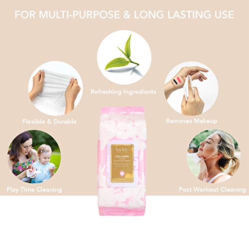 Nicole Miller Collagen Facial Cleansing Wipes and Makeup Remover Wipes - 60 Count