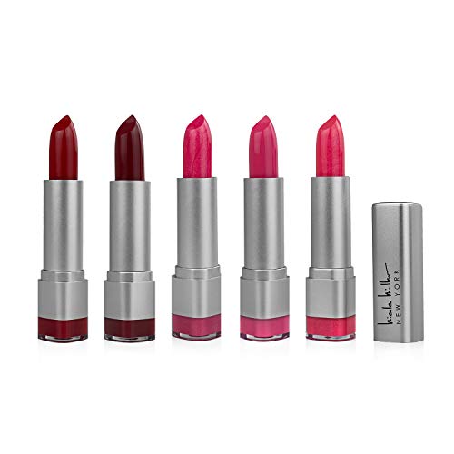 Nicole Miller Luxe Lip Collection - Set of Five Lipsticks, Smooth Highly Pigmented Lip Shades ( Matte and Shimmer Shades)