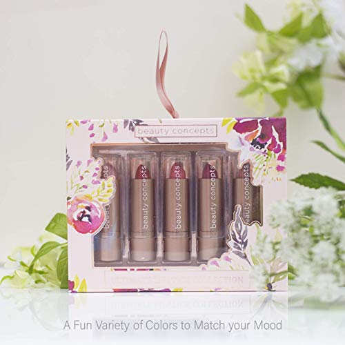 Beauty Concepts Ultimate Lipstick Collection, Gift Set with Five Different Shades of Lipsticks, Shades of Pinks and Reds