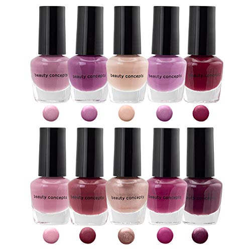 B.C. Beauty Concepts Nail Polish Set - 10 Mini Nail Polish Colors, Quick Dry Nail Polish for Women and Girls