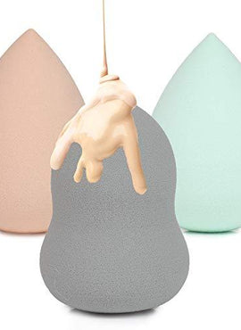 Nicole Miller Makeup Sponges, 3 Piece Blender Gift Set, Blend, Highlight and Contour, Makeup Gift for Women and Girls (White Box)