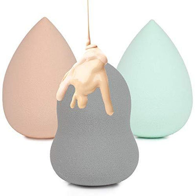 Nicole Miller Makeup Sponges, 3 Piece Blender Gift Set, Blend, Highlight and Contour, Makeup Gift for Women and Girls (White Box)