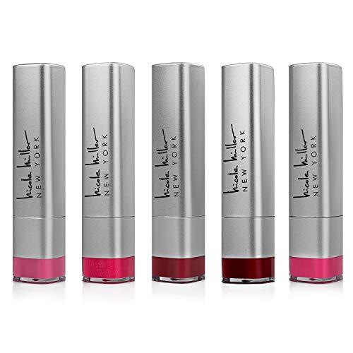 Nicole Miller Luxe Lip Collection - Set of Five Lipsticks, Smooth Highly Pigmented Lip Shades ( Matte and Shimmer Shades)
