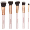 Ellen Tracy Five Face Essential Brush Collection for Powder, Stippling, Contour, Foundation and Concealer, Professional, Blending Cosmetic Makeup Brush Set - 5 Pc Set