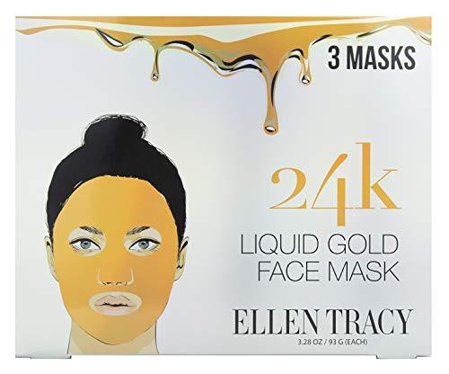 Ellen Tracy 24K Liquid Gold for Beautiful Glowing Skin - Anti Aging Facial Brightening, Moisturizing, Reduces Lines, Wrinkles and Acne - Pack of 3