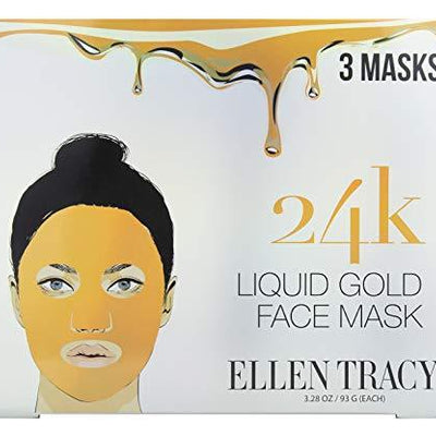 Ellen Tracy 24K Liquid Gold for Beautiful Glowing Skin - Anti Aging Facial Brightening, Moisturizing, Reduces Lines, Wrinkles and Acne - Pack of 3