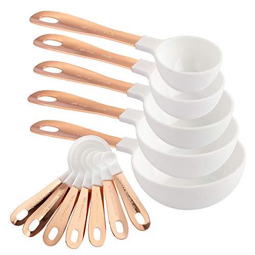 12 Piece Measuring Cups Set and Measuring Spoon Set, Copper Coated Stainless Steel Handles, Nesting Kitchen Measuring Set, Liquid Measuring Cup Set, Dry Measuring Cup Set