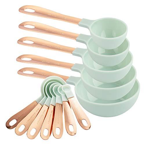 12 Piece Measuring Cups Set and Measuring Spoon Set, Copper Coated Stainless Steel Handles, Nesting Kitchen Measuring Set, Liquid Measuring Cup Set, Dry Measuring Cup Set