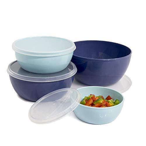 Cook with Color Plastic Prep Bowls - Mini Bowls with Lids, 8 Piece Nesting Bowls Set includes 4 Prep Bowls and 4 Lids