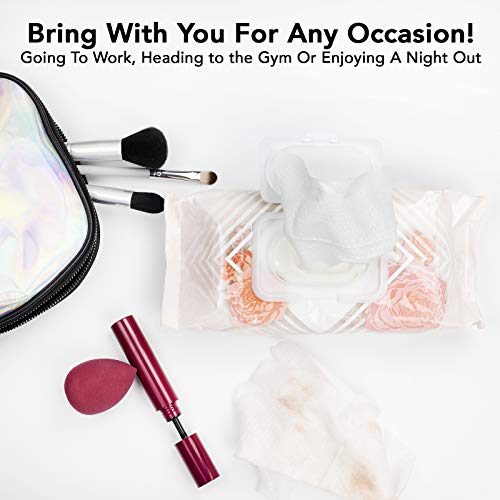 Clinical Works Makeup Remover Wipes, Gentle Facial Wipes Removes Makeup Mascara Dirt and Oil, Flip Top Pack (Collagen & Rosehip)