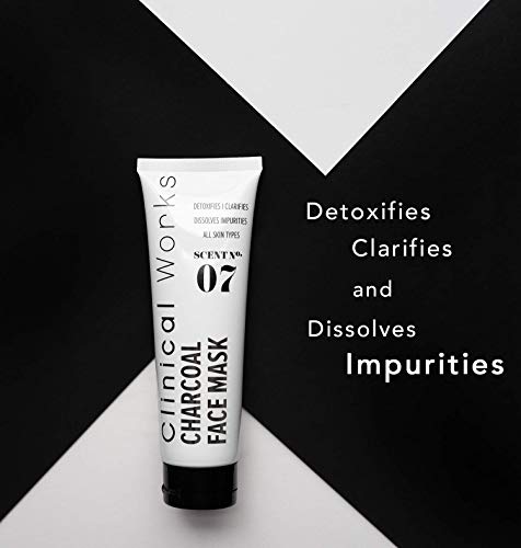 Clinical Works Black Charcoal Face Mask Scent No. 07, Purifying Deep Cleaning Black Mask, Peeling Mask, Removes Dirt, Debris, Oils, Impurities and Blackheads, Fights Acne, For all Skin Types, 4.23 Oz