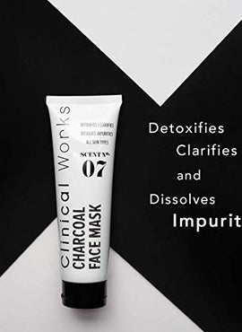 Clinical Works Black Charcoal Face Mask Scent No. 07, Purifying Deep Cleaning Black Mask, Peeling Mask, Removes Dirt, Debris, Oils, Impurities and Blackheads, Fights Acne, For all Skin Types, 4.23 Oz
