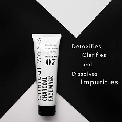 Clinical Works Black Charcoal Face Mask Scent No. 07, Purifying Deep Cleaning Black Mask, Peeling Mask, Removes Dirt, Debris, Oils, Impurities and Blackheads, Fights Acne, For all Skin Types, 4.23 Oz