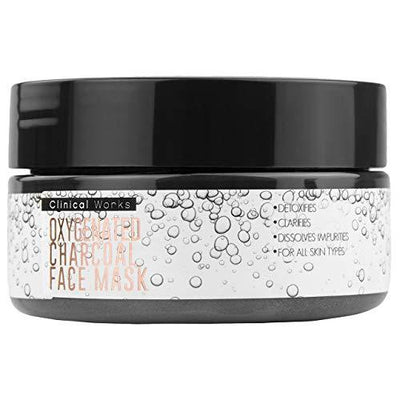 Clinical Works Oxygenated Charcoal Face Mask, Removes Dirt, Debris, Oils, Impurities and Blackheads, Fights Acne, Detoxifies, Unclogs and Purifies Skin, For all Skin Types, 3.53 Oz