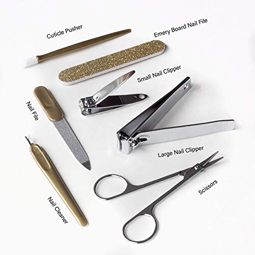 Live Green Manicure Set, 7 Piece Nail Kit in Cylinder, Manicure and Pedicure Tool Set with Emery Board, Cuticle Cleaner, 2 Nail Clippers, Nail File, Cuticle Pusher and Scissor