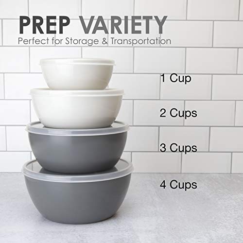 Cook with Color Plastic Prep Bowls - Mini Bowls with Lids, 8 Piece Nesting Bowls Set includes 4 Prep Bowls and 4 Lids