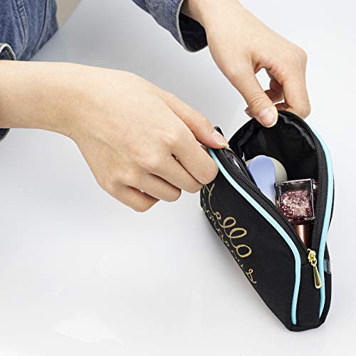 Once Upon A Rose 3 Pc Cosmetic Bag Set, Purse Size Makeup Bag for Women, Toiletry Travel Bag, Makeup Organizer, Cosmetic Bag for Girls Zippered Pouch Set, Large, Medium, Small (Hello Gorgeous Blue)