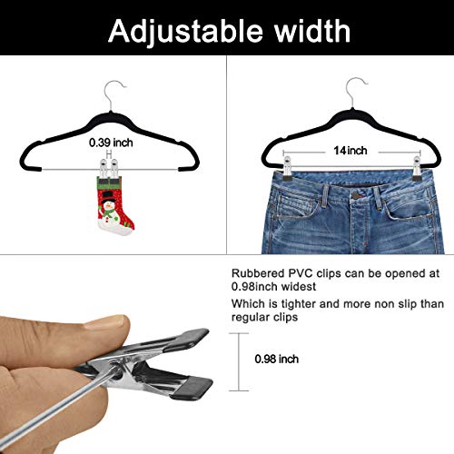 Raymond Waites Ultra-Thin Non-Slip Velvet Clothing Hangers with Clips, Flocked & Durable, Closet Space Saving, for Garments, Suits, Dresses, Pants, Shirts, Coats, 6 Pack