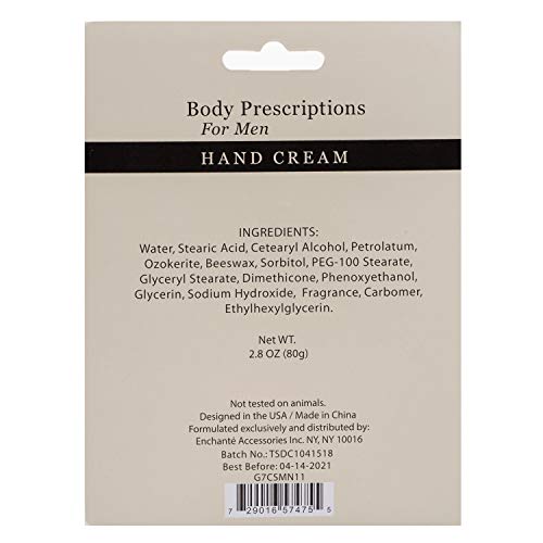 Body Prescriptions Intense Moisture Hand Cream/Moisturizer for Men for Rough and Dry Skin (Cedar Pine)
