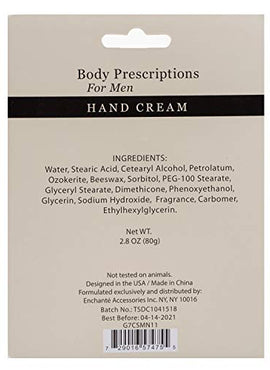 Body Prescriptions Intense Moisture Hand Cream/Moisturizer for Men for Rough and Dry Skin (Cedar Pine)