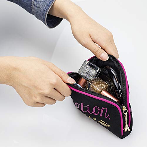 Once Upon A Rose 3 Pc Cosmetic Bag Set, Purse Size Makeup Bag for Women, Toiletry Travel Bag, Makeup Organizer, Cosmetic Bag for Girls Zippered Pouch Set, Large, Medium, Small (Vacation Please)