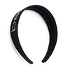 Bebe Logo Headband Wide Black Satin Hair Band with Crystal Design and Teeth Fashionable Hair Accessories for Women and Girls