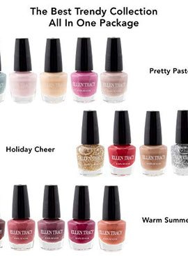 Ellen Tracy Nail Polish Set - Fingernail Polish for Women and Girls, 14 MINI Nail Polish Colors, Glossy and Glitter Quick to Dry Nail Polish
