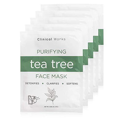 Clinical Works Pack of 5 Tea Tree DYI Spa Face Kit, Beauty Sheets, Hydrating Sheets for Moisturizing and Hydrating Skin