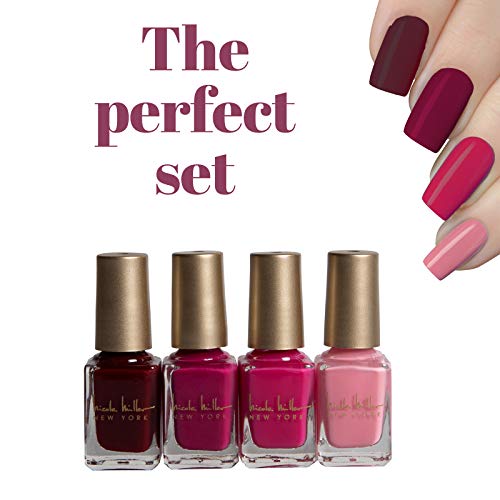 Nicole Miller Nail Polish Collection- 8 Piece Nail Polish Set in Bright Pink Colors