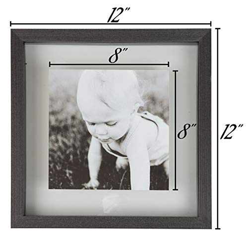 Sheffield Home Decor Collection- 3 Piece Picture Frame Set 12x12in, Floating to 8x8in