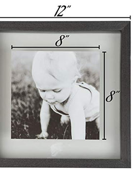 Sheffield Home Decor Collection- 3 Piece Picture Frame Set 12x12in, Floating to 8x8in
