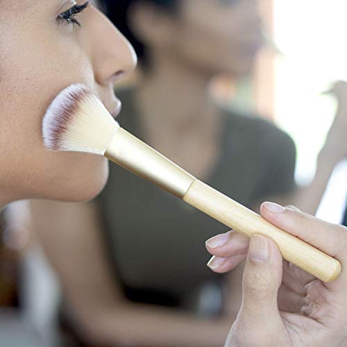 Live Green Makeup Brush Collection, 7 Piece Makeup Brush Gift Set, Powder Brush, Foundation Brush, Eye Shadow Brush, Concealer Brush, Eyeliner Brush, Angled Eye Shadow Brush and Duo Brow Comb Brush