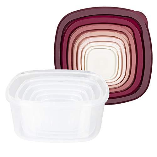 Cook with Color Square Food Storage Containers with Lids, Easy-Find Nesting Plastic Containers, 14 Piece Set