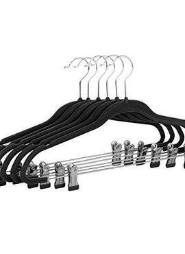 Raymond Waites Ultra-Thin Non-Slip Velvet Clothing Hangers with Clips, Flocked & Durable, Closet Space Saving, for Garments, Suits, Dresses, Pants, Shirts, Coats, 6 Pack