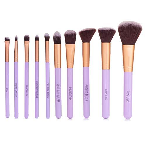 Nicole Miller Makeup Brush Collection, 10 Piece Makeup Brush Gift Set, Foundation Brushes, Face and Eye Makeup Brush Set