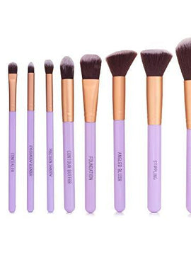 Nicole Miller Makeup Brush Collection, 10 Piece Makeup Brush Gift Set, Foundation Brushes, Face and Eye Makeup Brush Set