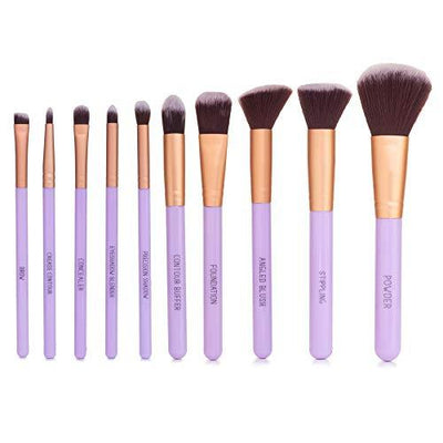 Nicole Miller Makeup Brush Collection, 10 Piece Makeup Brush Gift Set, Foundation Brushes, Face and Eye Makeup Brush Set