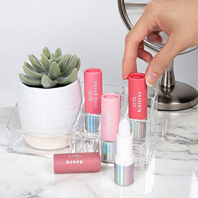 Nicole Miller 4 Pack Lip Balm Set- Moisturizing Lip Balm in Honey, Hibiscus, Sweet Rose, and Pink Peony